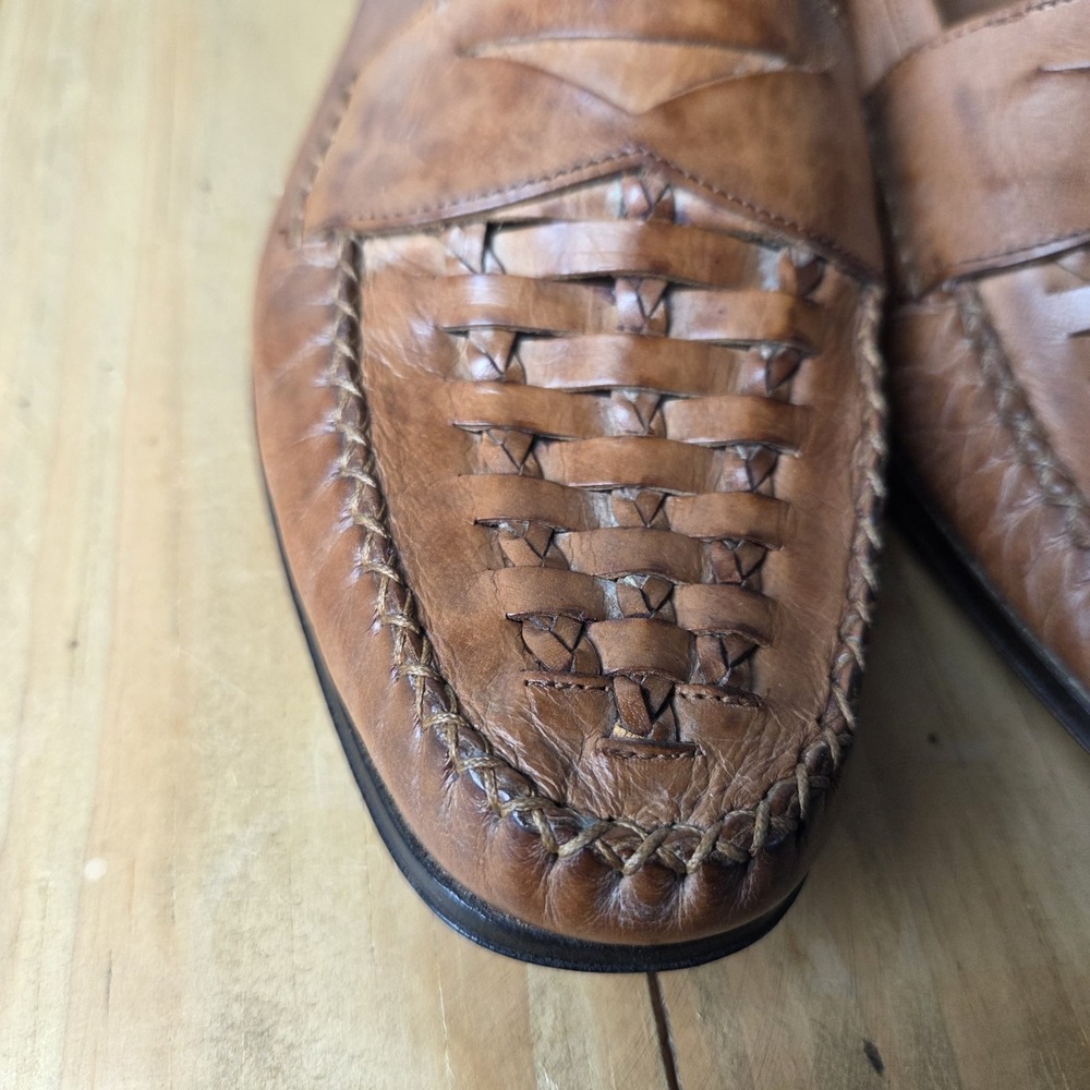 Cole Haan Men's Brown Woven Leather Penny Loafers Made in Italy Size‎ 9.5 M - Picture 7 of 9